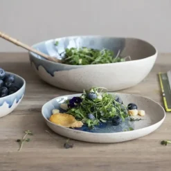 Cheap Stoneware Serving Bowl, Reactive Crackle Glaze Blue - cozylivehome.com | we sell a wide range of comfortable household items Shop All