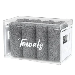 Discount TBWP01 Towel Box with Grey Towels, White Pearl - cozylivehome.com | we sell a wide range of comfortable household items Giftware