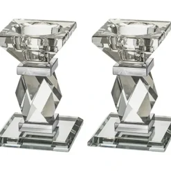 New UK40842 Pair of Crystal Elegant Candlesticks 10 cm - cozylivehome.com | we sell a wide range of comfortable household items Shop All