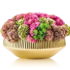 Fashion VAF-CF-G-SP Vase Flower - Gold Bowl - Pink Flowers - cozylivehome.com | we sell a wide range of comfortable household items Giftware