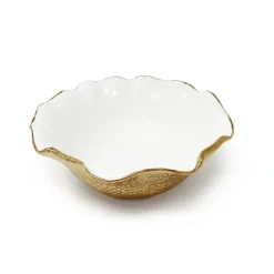 Cheap VB4674 White/Gold Salad Bowl Scalloped Edge - cozylivehome.com | we sell a wide range of comfortable household items Giftware