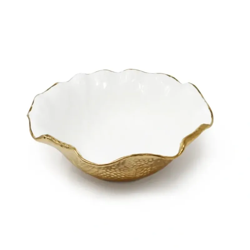 Cheap VB4674 White/Gold Salad Bowl Scalloped Edge - cozylivehome.com | we sell a wide range of comfortable household items Giftware