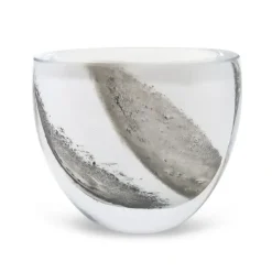 Hot VMV5000 White Glass Shallow Vase With Black Strokes, 6" - cozylivehome.com | we sell a wide range of comfortable household items Giftware