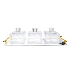 Cheap VSD4615 3 Bowl Acrylic Serving Dish on Marble Tray with Covers, 15"L x 4.75"W x 3.75"H - cozylivehome.com | we sell a wide range of comfortable household items Giftware