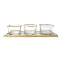 Flash Sale VSD3604 3 Bowl Relish Dish on Tray with Gold Rim - cozylivehome.com | we sell a wide range of comfortable household items Giftware