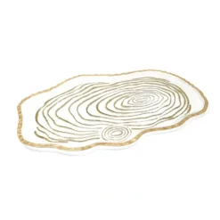 Hot VT9761 Glass Oval Tray Gold Grained - cozylivehome.com | we sell a wide range of comfortable household items Giftware