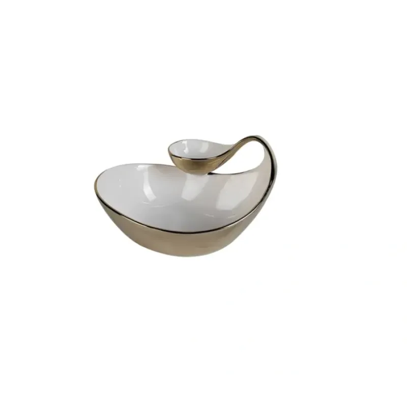 Clearance WCD4314 White Porcelain Chip and Dip Bowl Gold Edged - cozylivehome.com | we sell a wide range of comfortable household items Giftware