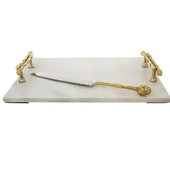 Store White Marble Challah Tray with Asparagus Handles - cozylivehome.com | we sell a wide range of comfortable household items Shop All