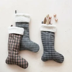 Sale Woven Wool Blend Plaid Stocking w/ Sherpa Cuff - cozylivehome.com | we sell a wide range of comfortable household items Shop All