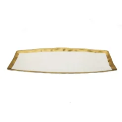 Outlet WPT540 White Porcelain Oblong Tray with Gold Rim - 15.5"L x 6"W - cozylivehome.com | we sell a wide range of comfortable household items Giftware