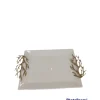 Store WRT2471 White Rectangular Tray W/ Gold Coral Design Handles 18.5"L 7.8"W - cozylivehome.com | we sell a wide range of comfortable household items Giftware